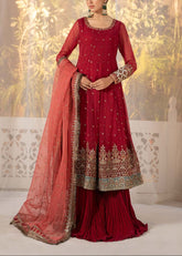 Grace S1008-Embroidered 3pc Organza Dress with Embroidered Organza Duppata.